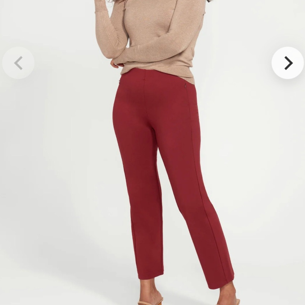 Betabrand Women’s Monroe Cropped Burgundy Ankle Trouser Pants Size Medium Petite